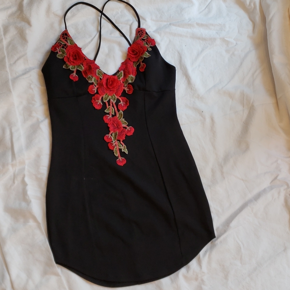 Monaco Mini Black red rose 🌹 dress
